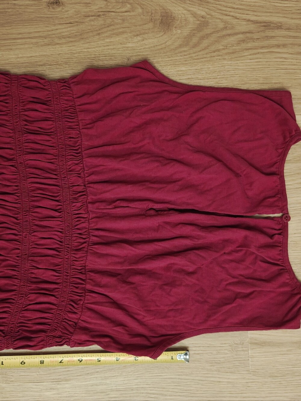 LOFT Ruffled Smocked Tank in Raspberry - Picture 6 of 6
